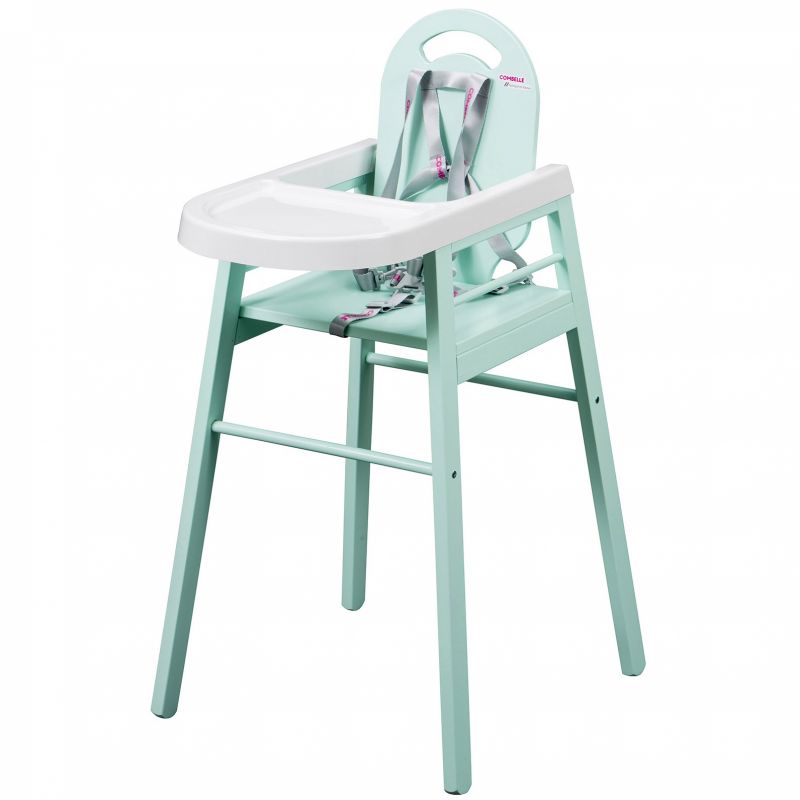 Chaise haute Lili laquée vert d'eau Combelle