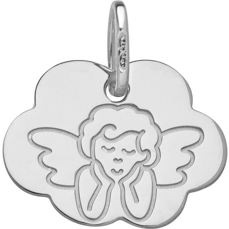 Pendentif Nuage ange pensif (or blanc 375°) Berceau magique bijoux