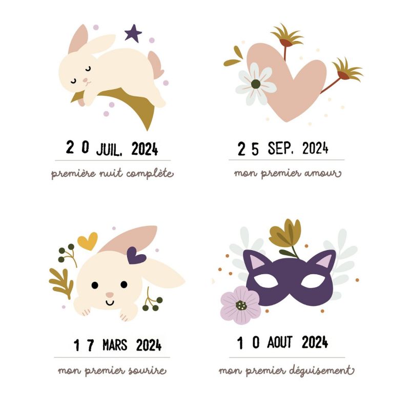 Affiche Mes Premières Fois Lapin - Maman et Papa (40x50 cm) Les Petites Dates Produit 3