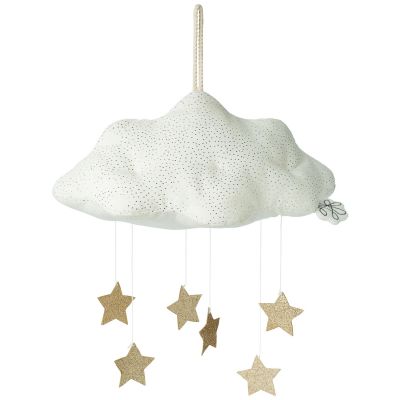 Décoration Nuage velours côtelé blanc avec étoiles à suspendre BT Chaps