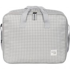 Valise de maternité I love vichy gris - Walking Mum