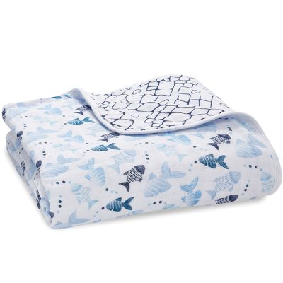 Couverture de rêve Dream blank en coton Gone fishing (120 x 120 cm) aden + anais