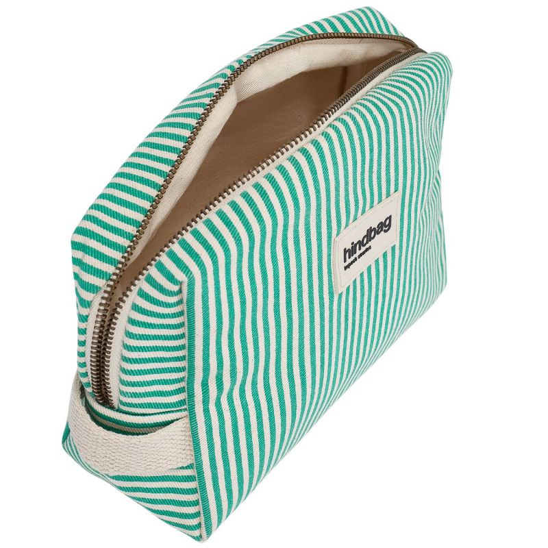 Trousse de toilette Leon Rayures Fines Vert Hindbag Produit ouvert 5