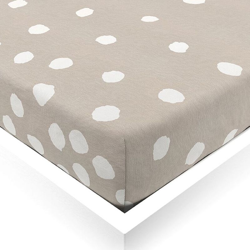 Drap housse en lin taupe Buttons (70 x 140 cm) ooh noo