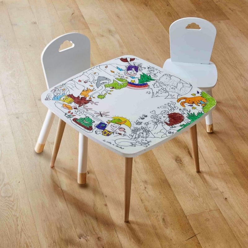 Pack table à colorier Coloritable + 2 Chaises Forêt DBKids Produit 1