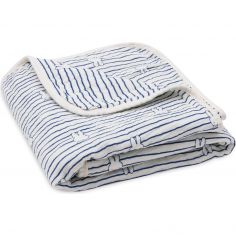 Couverture en coton Miffy Stripe Navy (75 x 100 cm) - Jollein