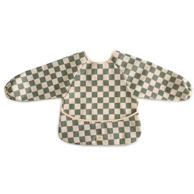 Bavoir à manches longues Olive Check (6-24 mois) Mushie