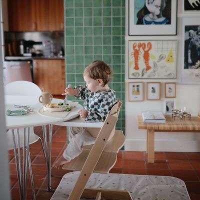 Bavoir à manches longues Olive Check (6-24 mois)