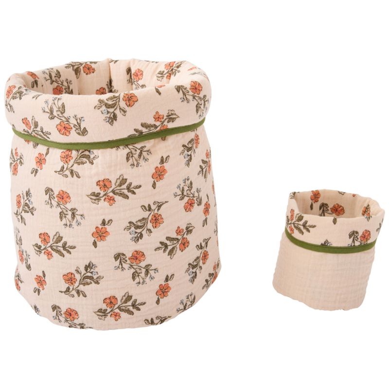 Set 2 paniers de rangement fleurs beige et fougère BB & Co Produit 1