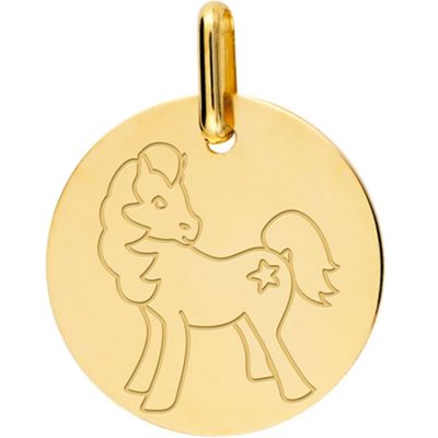 Médaille cheval personnalisable (or jaune 750°) Lucas Lucor
