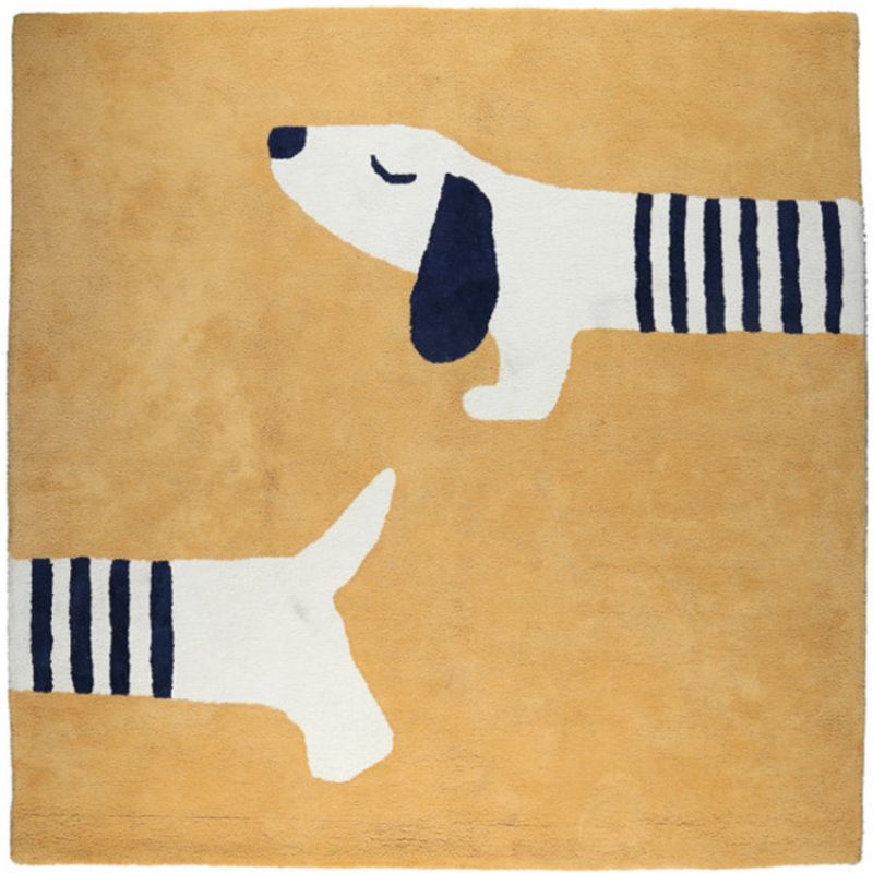 Tapis carré en coton bio Aston & Jack chien miel doré (120 x 120 cm) Noukie's