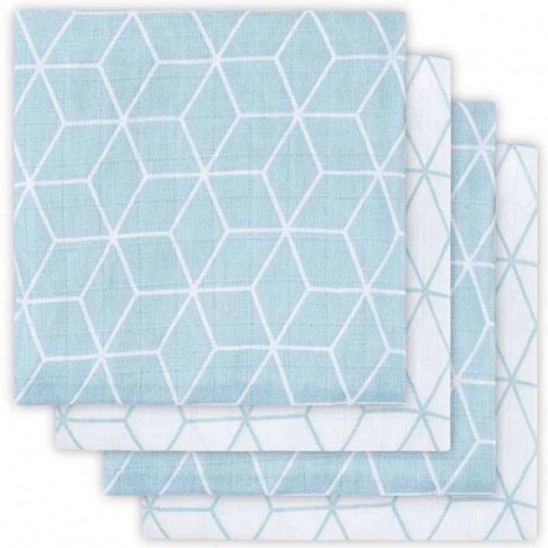 Lot de 4 langes hydrophiles Graphic vert d'eau (70 x 70 cm) Jollein