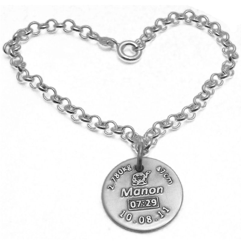Bracelet Maman 1 médaille personnalisée (argent 925° et plaqué argent) Alomi