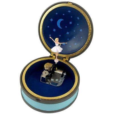 Boîte à bijoux musicale ronde Ballerine bleue