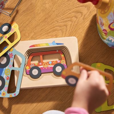 Puzzle en bois Voitures (5 pièces et 5 couches)