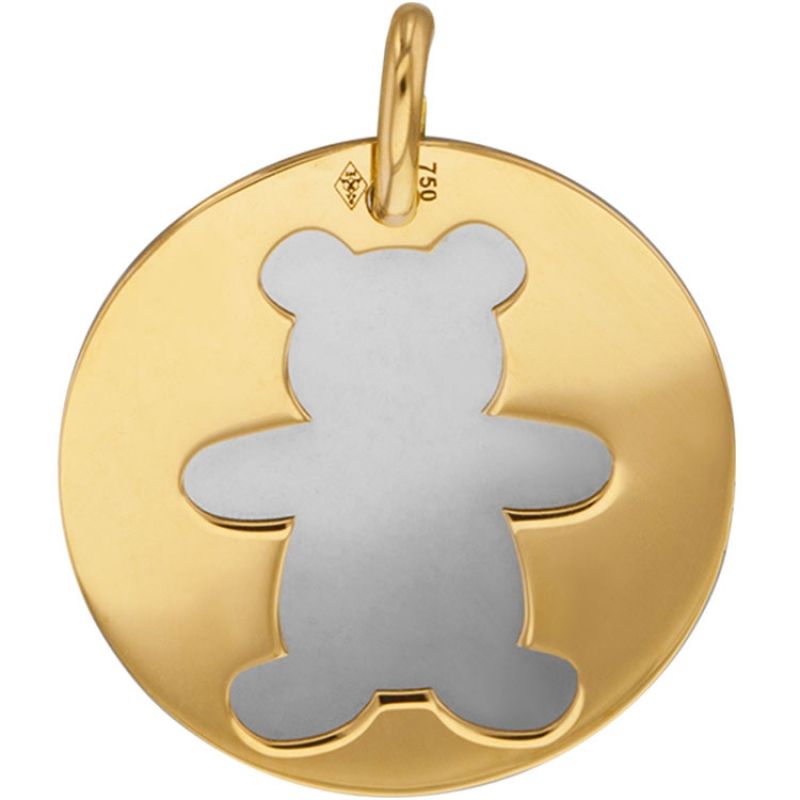 Médaille Ourson personnalisable (acier et or jaune 750°) Lucas Lucor