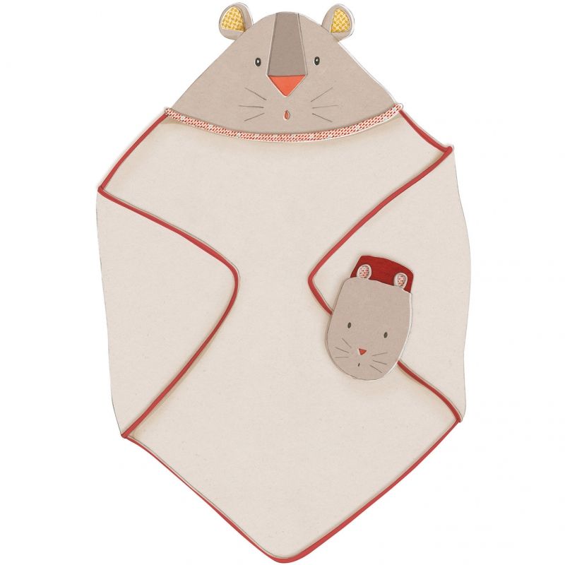 Cape de bain + gant Les Papoum (80 x 80 cm) Moulin Roty