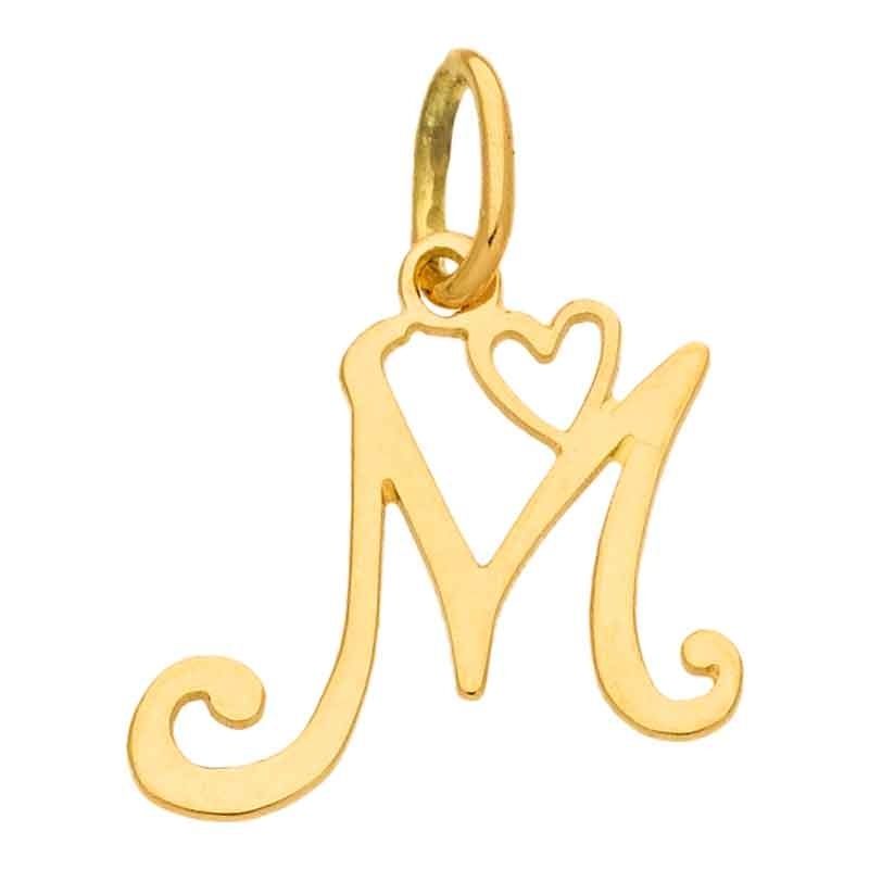 Pendentif initiale M (or jaune 750°) Berceau magique bijoux