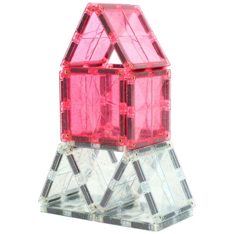 Kit de construction magnétique à paillettes Transparent-Rose (16 pièces) Cleverclixx Produit 3
