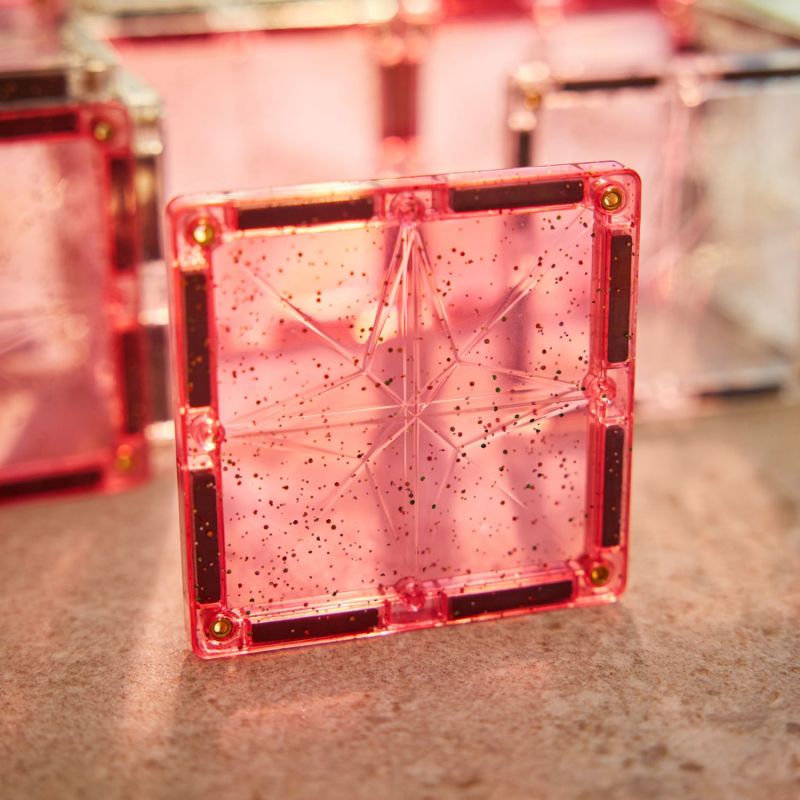 Kit de construction magnétique à paillettes Transparent-Rose (16 pièces) Cleverclixx Ambiance 4