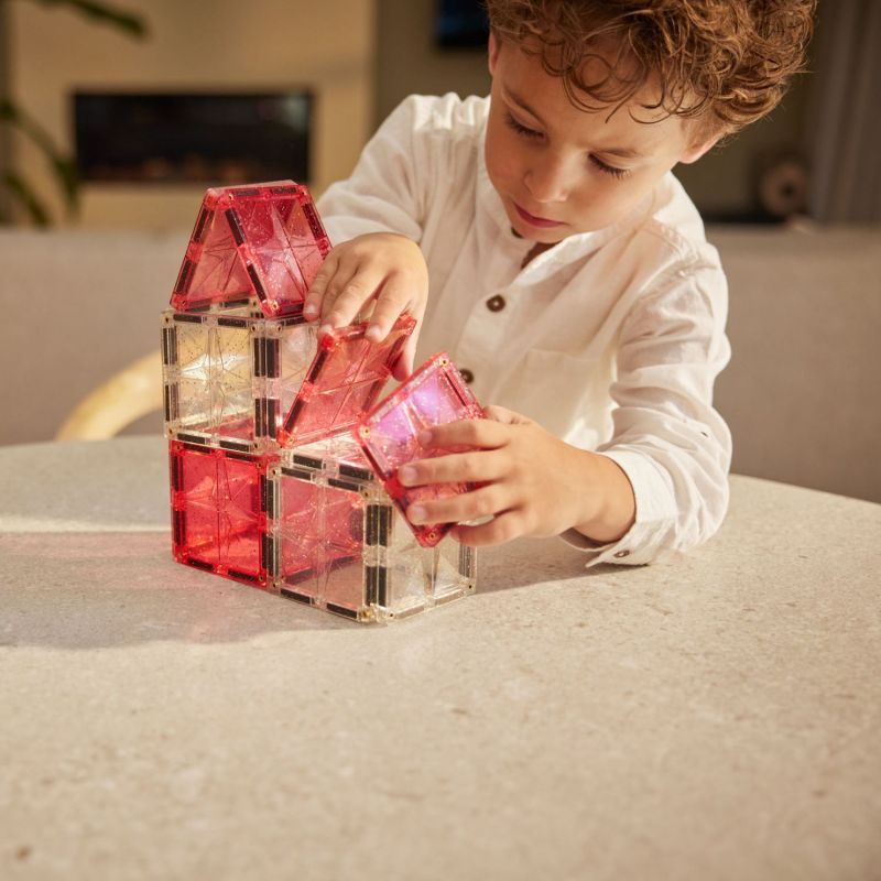Kit de construction magnétique à paillettes Transparent-Rose (16 pièces) Cleverclixx Ambiance 6