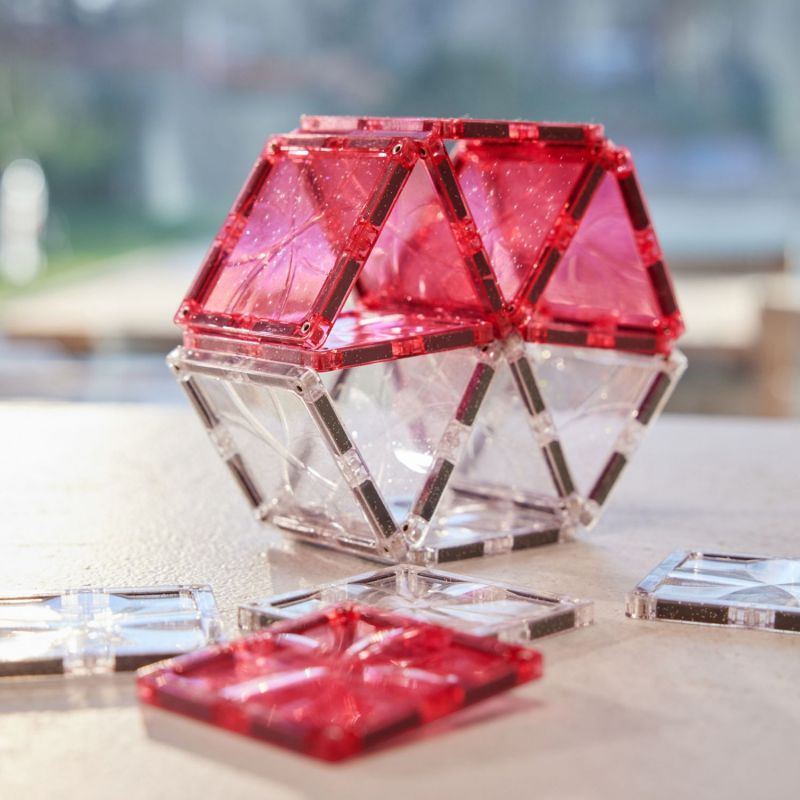 Kit de construction magnétique à paillettes Transparent-Rose (16 pièces) Cleverclixx Ambiance 7