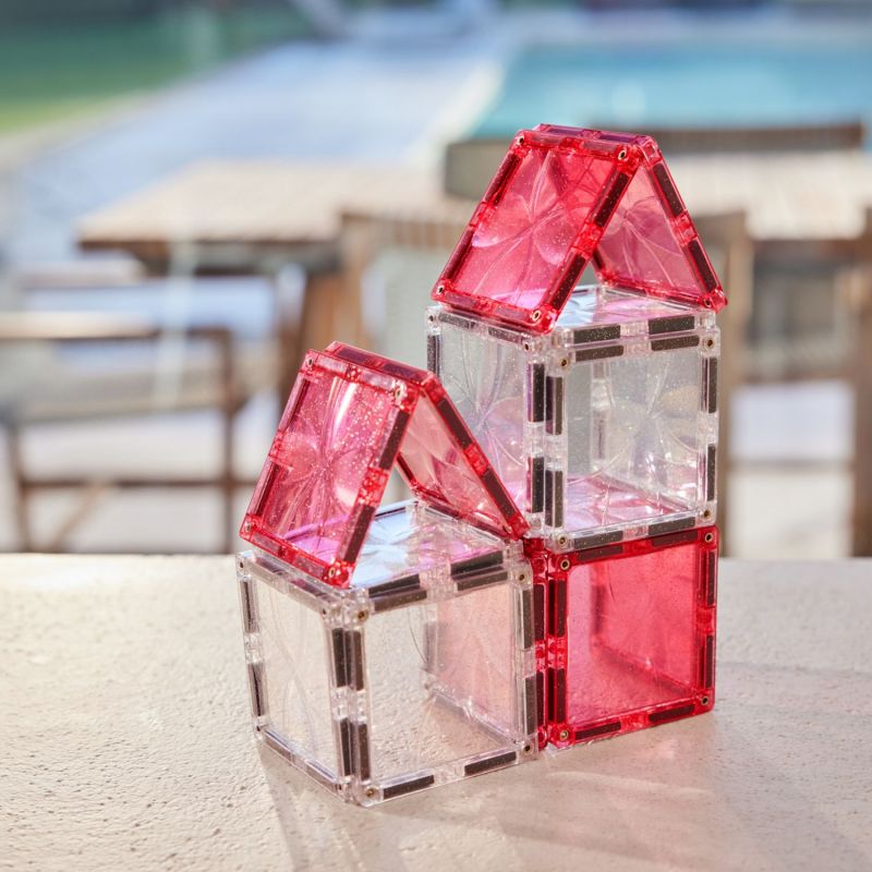 Kit de construction magnétique à paillettes Transparent-Rose (16 pièces) Cleverclixx Ambiance 8