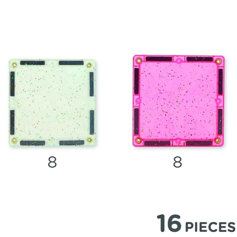 Kit de construction magnétique à paillettes Transparent-Rose (16 pièces) Cleverclixx Produit 9