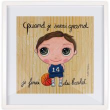 Affiche encadrée Quand je serai grand je ferai du basket (50 x 50 cm )  par Isabelle Kessedjian