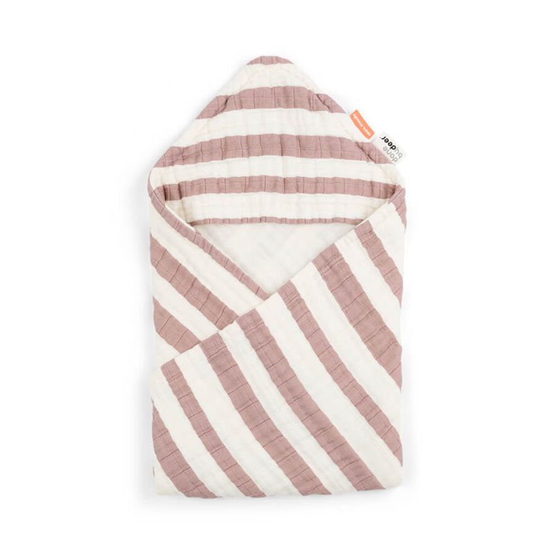 Cape de bain en coton biologique rayures roses (70 x 70 cm) Done by Deer