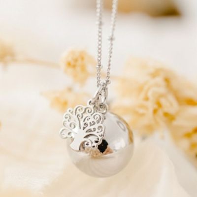 Bola de grossesse Gri-Gri Arbre de vie chaîne (plaqué argent 925) Pleine Lune