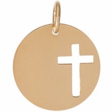 Médaille Léo croix ajourée personnalisable 16,5 mm (or jaune 750°)  par Je t'Ador