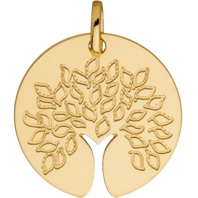 Médaille ronde Arbre de vie tronc ajouré (or jaune 750°) Berceau magique bijoux