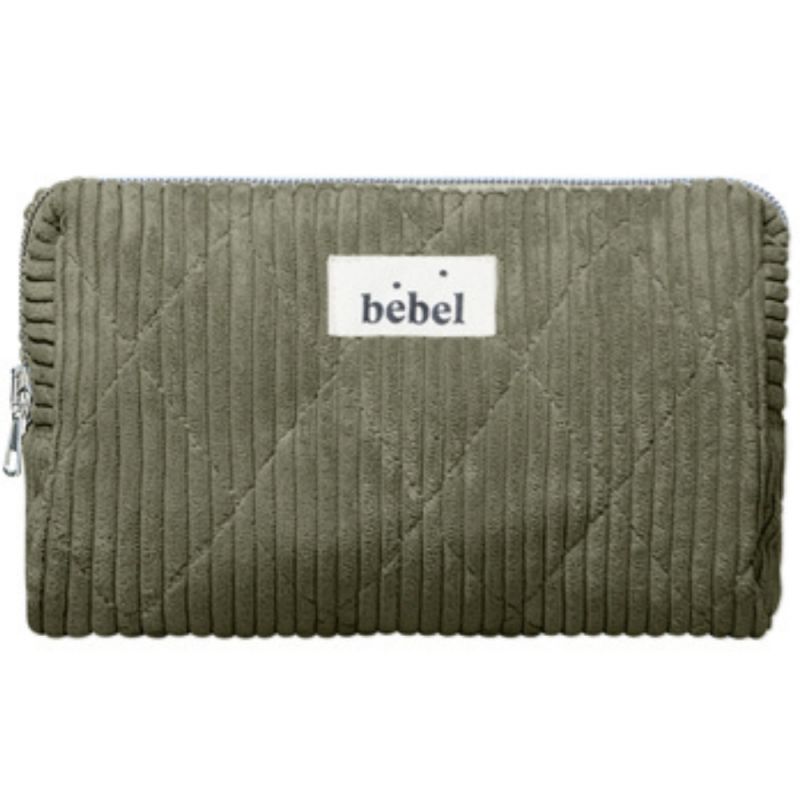 Trousse de toilette mini velours kaki BEBEL