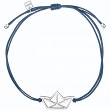Bracelet sur cordon bleu bateau Origami (argent 925°)  par Coquine