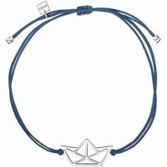 Bracelet sur cordon bleu bateau Origami (argent 925°)