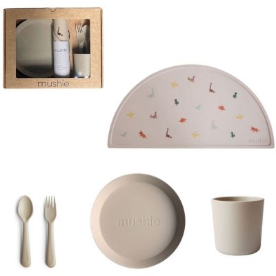 Coffret repas Round Vanilla (4 pièces)  par Mushie