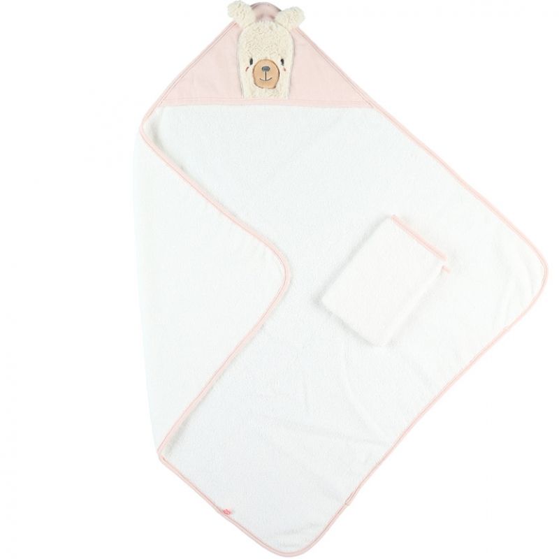 Cape de bain + gant lama Sacha (75 x 75 cm) Noukie's