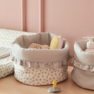 Panier de rangement Little Bloom Fleurs Gris
