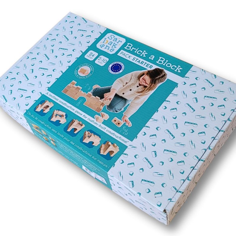 Blocs de construction en bois FSC Brick A Block Starter (24 pièces) Sarbakane Packaging 8