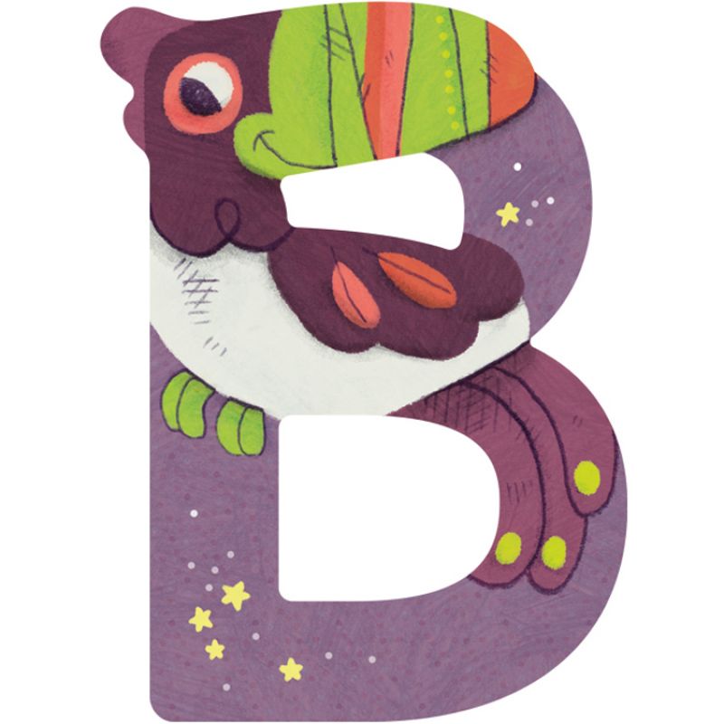 Lettre B en bois Toucan violet Moulin Roty