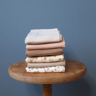 Lot de 3 langes bébé en coton bio Classic Stripes Camel (70 x 70 cm) (Cam Cam Copenhagen) - Image 2