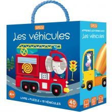 Livre et puzzle Les véhicules (40 pièces)  par Sassi Junior