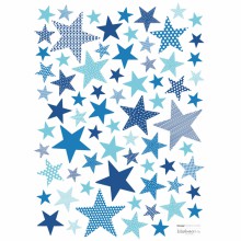 Stickers A3 étoiles electrik blue My super star by Sophie Cordier (29,7 x 42 cm)  par Lilipinso