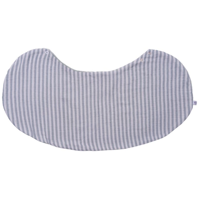 Bavoir 2 en 1 (poncho et épaule) gaze de coton et bambou rayé vert de gris BB & Co Produit 1