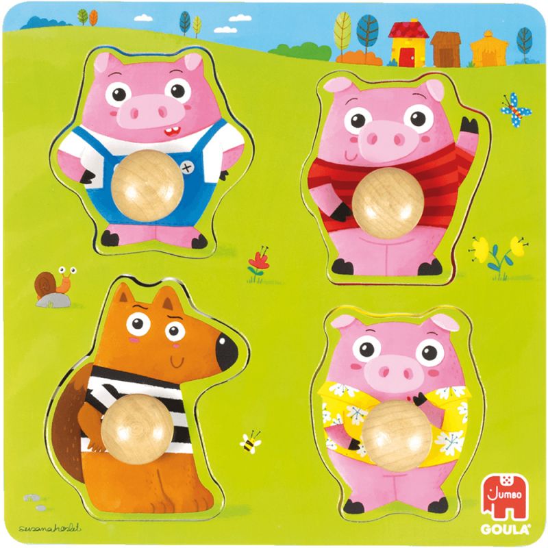 Puzzle en bois Les 3 petits cochons Goula