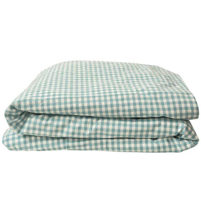 Housse de couette percale de coton Vichy Azur (75 x 120 cm) Kadolis Produit 1