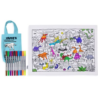 Set de table à colorier lavable et réutilisable Dino avec 10 feutres