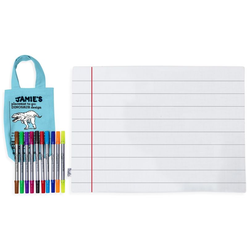 Set de table à colorier lavable et réutilisable Dino avec 10 feutres Eatsleepdoodle Produit 3