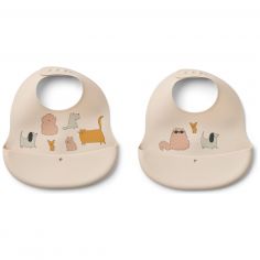Lot de 2 bavoirs en silicone Ember Cats and Dogs - Liewood